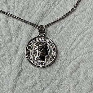 Silver Color Coin Pendant Necklace